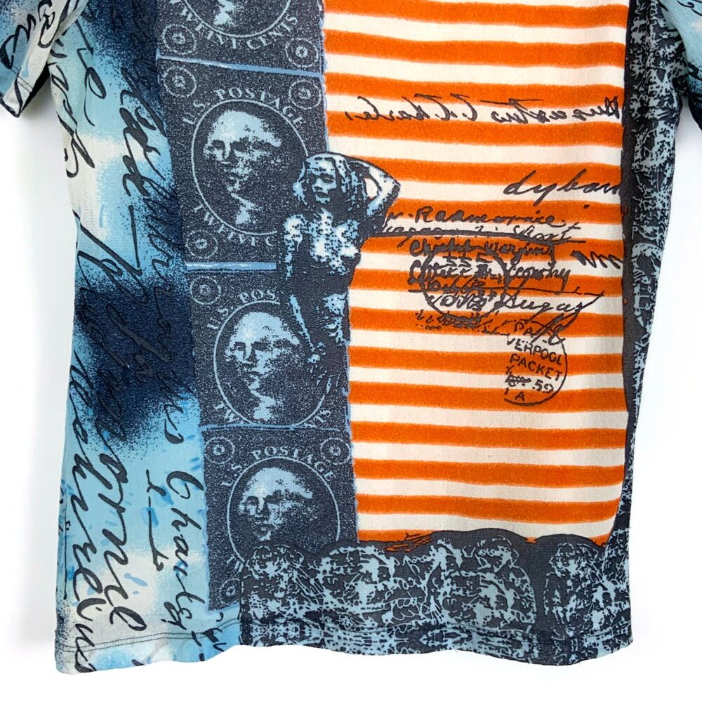 Vintage Y2K Graphic Short Sleeve Mesh Top Sz M - Picture 15 of 16